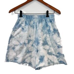 Beach Break Blue White Tie Dye Shorts Pull On Small Sweatshorts Summer Vacation